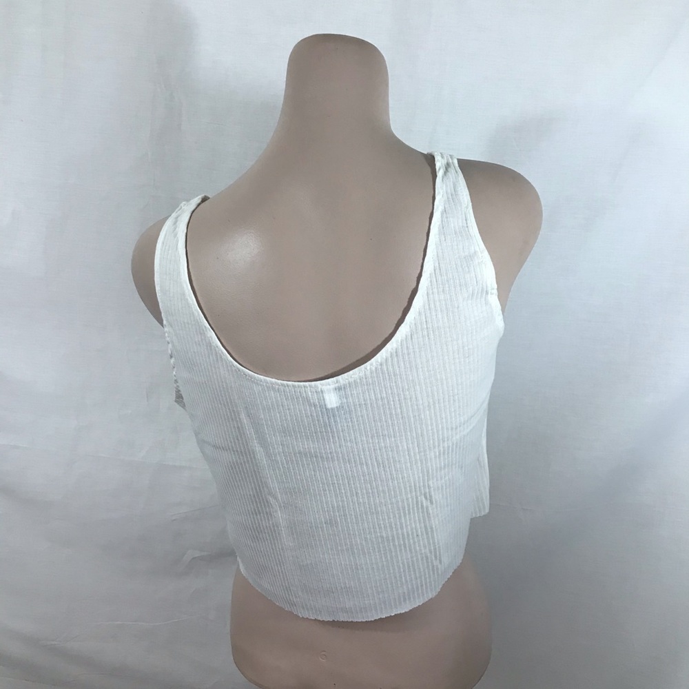 White Ribbed Crop top - Picture 3 of 7